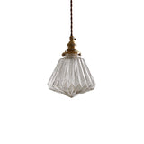 Vintage Style Clear Glass Pendant Lamp With Ribbed Design - Ideal For Restaurants And Single-Bulb