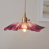 Vintage Floral Hanging Lamp - Ribbed Glass Pendant Light For Restaurants