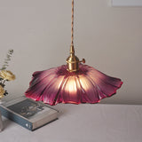Vintage Floral Hanging Lamp - Ribbed Glass Pendant Light For Restaurants