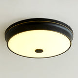 Led Flush Mount Lighting Fixture In Black With Opal Glass For Corridor