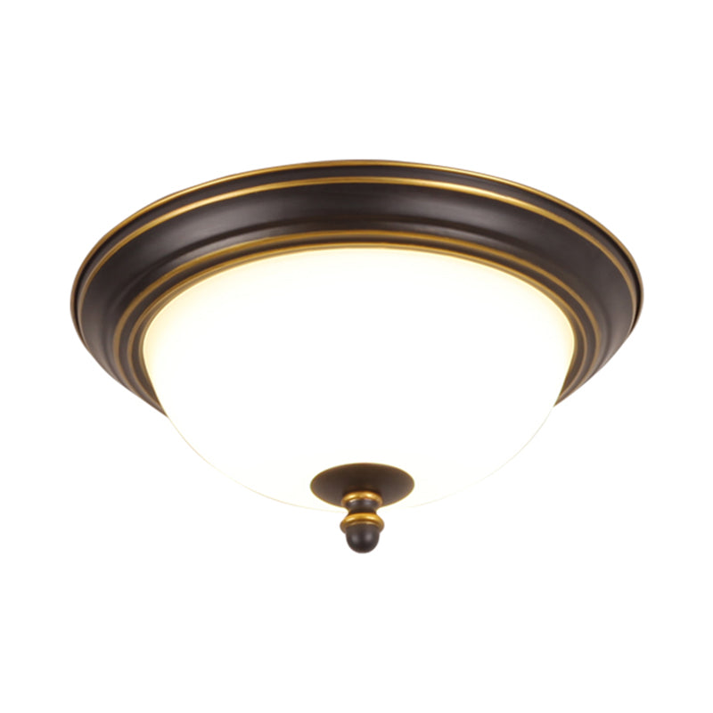 Vintage Bell Flush Ceiling Light With Cream Glass - Led Mount Fixture