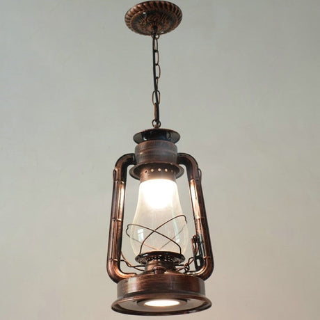 Simplicity Lantern Hanging Light For Restaurants With Metallic Kerosene Bulb Copper / 8.5 B