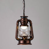 Simplicity Lantern Hanging Light For Restaurants With Metallic Kerosene Bulb Copper / 7 A