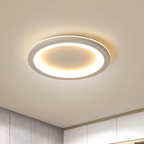 Minimalist Grey Geometric Acrylic Flush Mount Led Lighting Fixture For Bedroom / 14.5’ Round