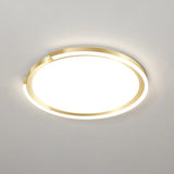 Modern Gold Led Flush Mount Ceiling Light - Simplicity Metallic Design Extra - Thin Circular Shape