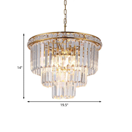 Modern Faceted Optical Crystal Chandelier Light With 6 Brass Lights - 19.5/23.5 Wide
