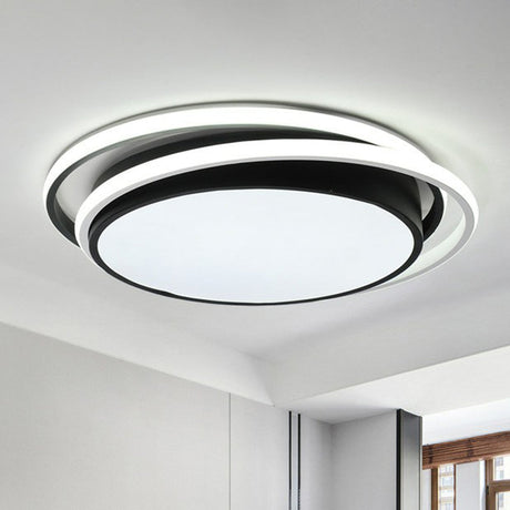 Modern Ultrathin Led Flush Mount Acrylic Round Ceiling Light For Living Room Black / 15’ White