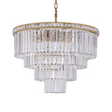 Modern Faceted Optical Crystal 6-Light Brass Chandelier - Four Tiers Ceiling Light 19.5’/23.5’ Wide