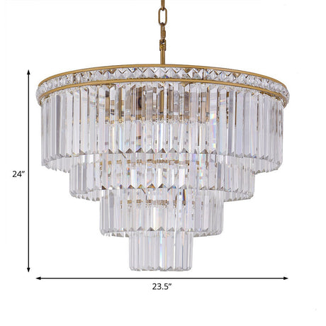 Modern Faceted Optical Crystal Chandelier Light With 6 Brass Lights - 19.5/23.5 Wide