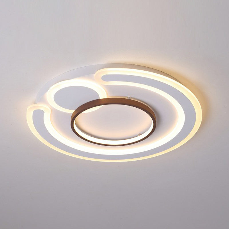 Nordic Style Led Coffee Flushmount Ceiling Light - Acrylic Circular Shape / 16.5’ Warm