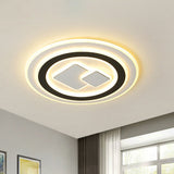 Contemporary Black Led Flush Mount Ceiling Light - Geometric Acrylic Design / Warm Square Plate