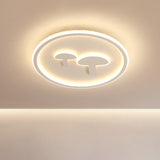 Cartoon Mushroom Led Ceiling Light With Halo Ring For Bedroom - Acrylic Flush Mount White / 15.5’