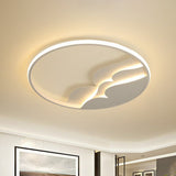 Modern Metal Led Flush Mount Ceiling Light With Halo Ring For Bedroom - White Flushmount / 17 Remote