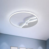 Modern Metal Led Flush Mount Ceiling Light With Halo Ring For Bedroom - White Flushmount / 17