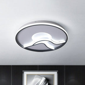 Black Sun & Mountain Nordic Flush Mount Led Lighting Fixture With Acrylic Shade / 16.5’ White