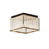 Black Crystal Flush Mount Ceiling Light - Modern Rectangular Design