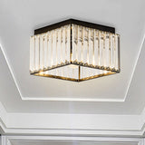 Black Crystal Flush Mount Ceiling Light - Modern Rectangular Design