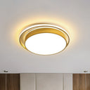 Modern Gold Flush Ceiling Light With Led And Geometric Design For Bedroom / 10’ White