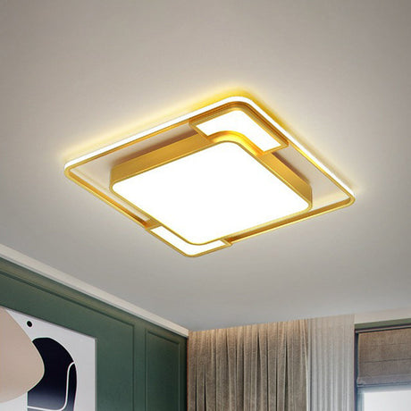 Modern Geometric Led Flush Mount Gold Ceiling Light For Living Room