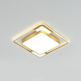 Modern Geometric Led Flush Mount Gold Ceiling Light For Living Room / 16.5’ Warm