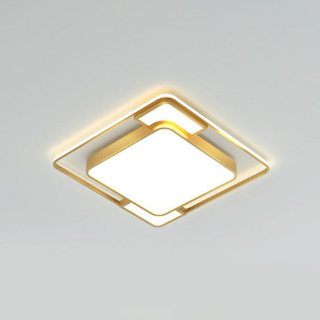 Modern Geometric Led Flush Mount Gold Ceiling Light For Living Room / 16.5’ Warm