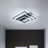 Minimalist Black Led Flush Mount Light Fixture For Living Room: Rectangle Acrylic Semi / 3 Tiers