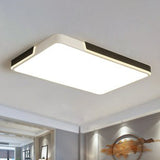 Modern Metal Geometric Led Flush Mount Ceiling Light In Black And White Black - White / Warm