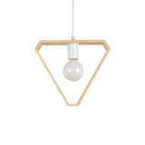 Modern Geometric Wood Pendant Light With Single Bulb For Suspension / Triangle