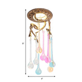 Vintage Blue-Purple/Clear Teardrop Crystal Led Ceiling Light For Bedrooms