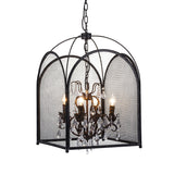 Modern Mesh Cage Chandelier With Crystal Accents - Black 4 Lights