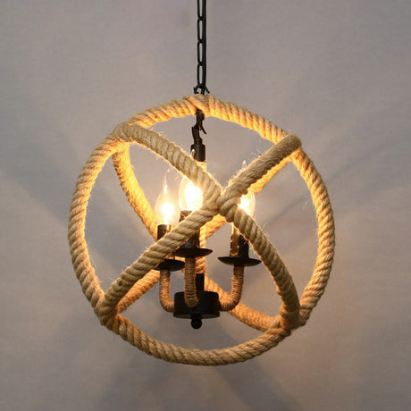 Hemp Rope Hanging Lamp - Single-Bulb Pendant For Vintage Restaurant Lighting (Brown) Brown / E