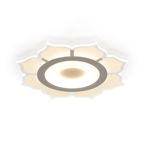 Minimalist Lotus Flush Mount Led Lighting For Living Room - Clear Acrylic Fixture