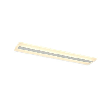 Simplicity Rectangle Led Flush Mount Light - Acrylic Living Room Ceiling Fixture In White