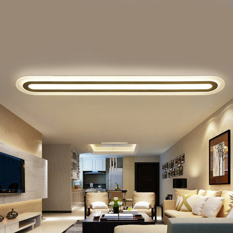 Minimalist White Led Flush Mount Lighting Fixture - Perfect For Living Room