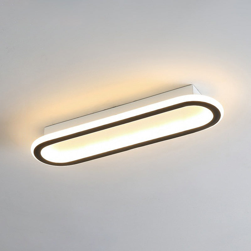 Modern Black Led Flush Ceiling Light For Corridors - Linear Acrylic Design / Large Third Gear