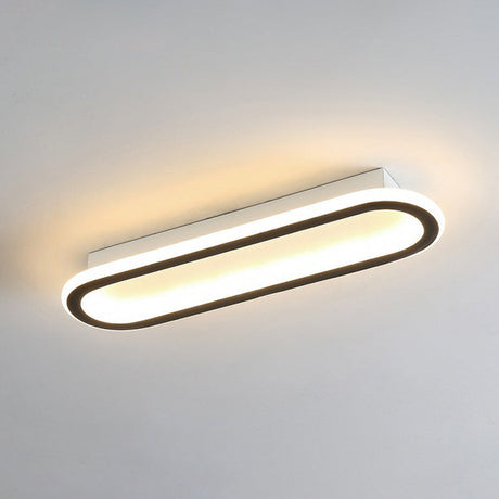 Modern Black Led Flush Ceiling Light For Corridors - Linear Acrylic Design / Large Third Gear