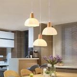 Nordic Style White Glass Ceiling Lamp With 3 Bulbs For Dining Room