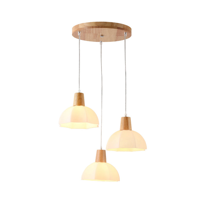 Nordic Style White Glass Ceiling Lamp With 3 Bulbs For Dining Room