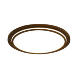 Round Led Wood Bedroom Ceiling Light In Brown