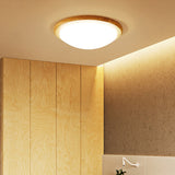Japanese Led Wood Flush Mount Ceiling Light With Acrylic Shade / 8’ White
