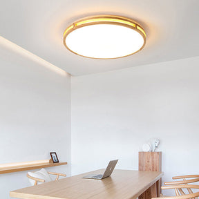 Minimalist Wood Led Flush Mount Lighting For Bedrooms / 14’ Natural