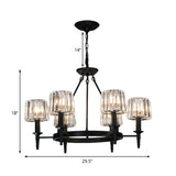 Contemporary Crystal Chandelier 6/8 Bulbs Black Pendant Light For Living Room