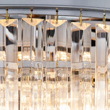 Modern Rectangular Drum Chandelier - Crystal Lights 3/4 Dining Room Hanging Light 16/19.5 Wide