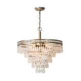 Contemporary Crystal 6-Light Tiered Ceiling Chandelier - Antique Silver Bedroom Fixture