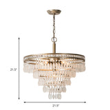 Contemporary Crystal 6-Light Tiered Ceiling Chandelier - Antique Silver Bedroom Fixture