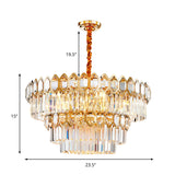 Contemporary Gold Chandelier With 8 Lights & Clear Crystal Prisms - Modern Lighting Fixture