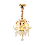 Lotus Crystal Pendant Light In Gold - Contemporary Hanging Ceiling