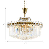 Modern Crystal Chandelier Drum Ceiling Light Fixture 9 Lights 25.5’/31.5’ Wide Brass Finish