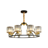 Modern Clear Crystal Cylinder Hanging Light Kit - 4/6/8 Lights