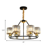 Modern Clear Crystal Cylinder Hanging Light Kit - 4/6/8 Lights